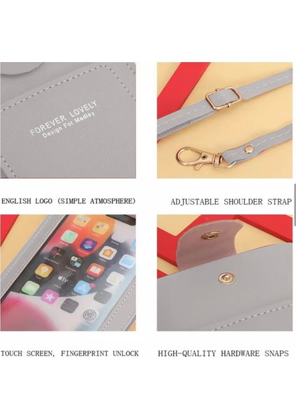 1WHITEMARBLEC Dokunmatik Ekran Cep Telefonu Çantası Kadın Crossbody Omuz Çantaları Kart Sahibinin Kadın Cüzdanları Whitemarble Baskı Düğmeleri Çanta Çanta (Yurt Dışından) modelleri