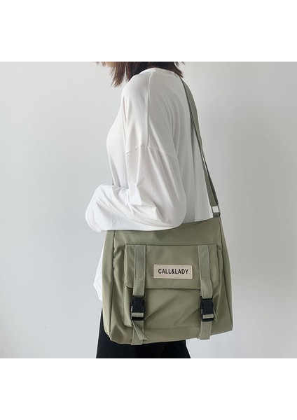 Açık Yeşil Postacı Okul Çantası Basit Askılı Çanta Kore Çantası Öğrenci Naylon Su Geçirmez Kanvas Çanta Kadınlar Için Crossbody Çanta Satchels Bolsa (Yurt Dışından)