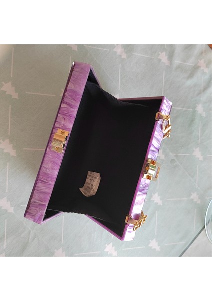 O Şekli Zincir Inci Mor Çizgili Kutu Küçük Mini Marka Crossbody Çanta Düğün Çanta Çanta Akşam Debriyaj Kadınlar Yeni Tasarımcı Cüzdan (Yurt Dışından)