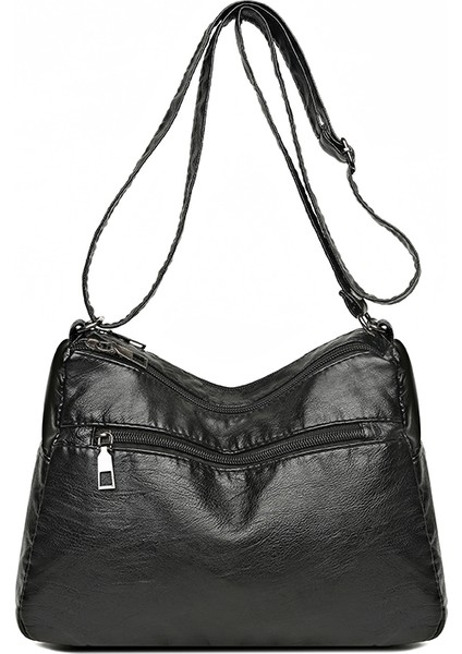Kadınlar Için Siyah Çanta Klasik Yumuşak Pu Deri Çanta Marka Kadın Omuz Çantaları Çoklu Cep Paketi Bayanlar Günlük Crossbody Messenger (Yurt Dışından) fırsatları