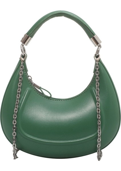 Pembe Kadın Pu Deri Hobo Çanta Moda Çanta Şık Katı Omuz Crossbody Çanta Tüm Eşleşen Zincir Kayış Debriyaj Çanta (Yurt Dışından) indirimleri