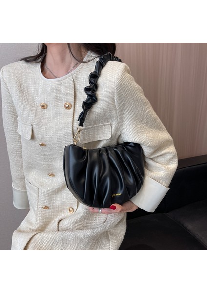Koyu Kahverengi Yeni Moda Pileli Omuz Çantası Düz Renk Pu Fermuar Çapraz Çapraz Çanta Gelişmiş Duygu Kadın Deri Çanta Lüks Çanta (Yurt Dışından) modelleri