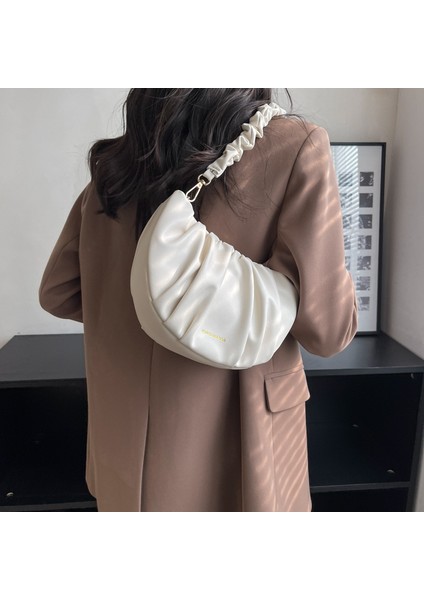 Koyu Kahverengi Yeni Moda Pileli Omuz Çantası Düz Renk Pu Fermuar Çapraz Çapraz Çanta Gelişmiş Duygu Kadın Deri Çanta Lüks Çanta (Yurt Dışından) fırsatları