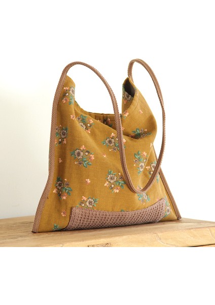 Sarı Kadın Moda Pamuk Yumuşak Kumaş Boho Chic Çiçek Hımbıl Hobo Çanta Kadın Rahat Bohemian Hippi Çingene Ibiza Omuz Çantası Çanta (Yurt Dışından)