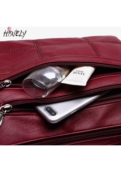 Siyah Sıcak Yumuşak Deri Lüks Bayanlar El Çantaları Kadın Kadınlar Için Crossbody Çanta Omuz Messenger Çanta Iplik Ana Kesesi Femme Bolsa (Yurt Dışından) fırsatları