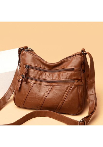Koyu Mavi Taşınabilir Düz Renk Crossbody Çanta Rahat Kadın Pu Deri Alışveriş Sokak Omuz Çantası Günlük Büyük Kapasiteli Çok Fermuarlı Çantalar (Yurt Dışından) fiyatları