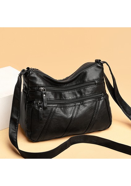 Koyu Mavi Taşınabilir Düz Renk Crossbody Çanta Rahat Kadın Pu Deri Alışveriş Sokak Omuz Çantası Günlük Büyük Kapasiteli Çok Fermuarlı Çantalar (Yurt Dışından) modelleri