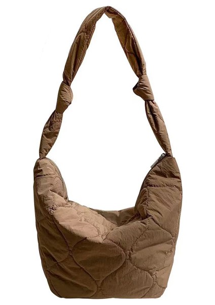 Toprak Rengi 2022 Yeni Fermuarlı Kadın Hobo Çanta Kapitone Pamuk Ling Ekose Orta Crossbody Omuz Çantası Düğümlü Sapanlar Nakış Tüm Satış (Yurt Dışından) modelleri