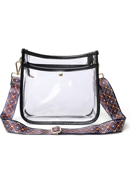 Siyah Şeffaf Kadınlar Için Crossbody Çanta Şeker Renk Moda Kare Omuz Askılı Çanta Pvc Jöle Küçük Tote Çanta (Yurt Dışından)