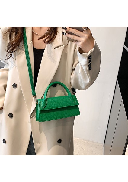 Yeşil Omuz Çantası Kadın Çanta 2023 Trendy Deri Küçük Debriyaj Çantalar Kadınlar Için Saf Renk Lüks Marka Crossbody Omuz Çantası Kadın Çanta Çanta (Yurt Dışından)