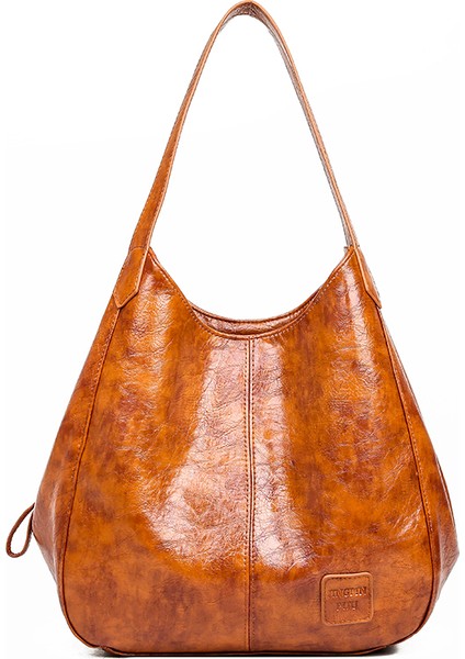 Siyah Rahat Kadın Çanta Çanta Büyük Kapasiteli Tote Çanta Yüksek Kaliteli Bayan Çantası Eski Hobo Çanta Yumuşak Patchwork Omuz Çantası Kahverengi (Yurt Dışından)