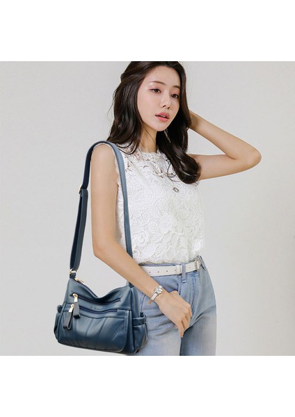 Gri Kadın Çantası Yumuşak Messenger Hobos Tasarımcı Vintage Siyah Omuz Çantaları Kadınlar Için 2022 Marka Yüksek Kaliteli Pu Deri Crossbody Paketi (Yurt Dışından) modelleri