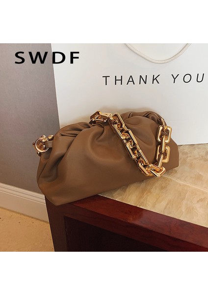 Mavi Swdf Düz Renk Pileli Tote Çanta 2023 Moda Yüksek Kaliteli Yumuşak Deri Kadın Tasarımcı Çanta Seyahat Omuz Koltukaltı Çanta Sac (Yurt Dışından)