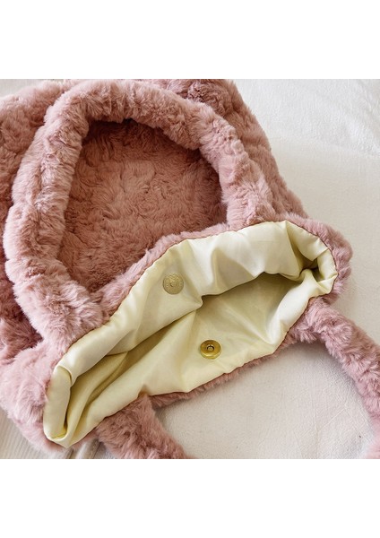 Pembe Çiçek Tüm Maç Kabarık Bez Çantalar Kadın Kızlar Omuz Koltukaltı Çanta Gül Pembe Sahte Kürk Hobo Çanta Kore Ins Trend Çanta Cüzdanlar Debriyaj (Yurt Dışından)