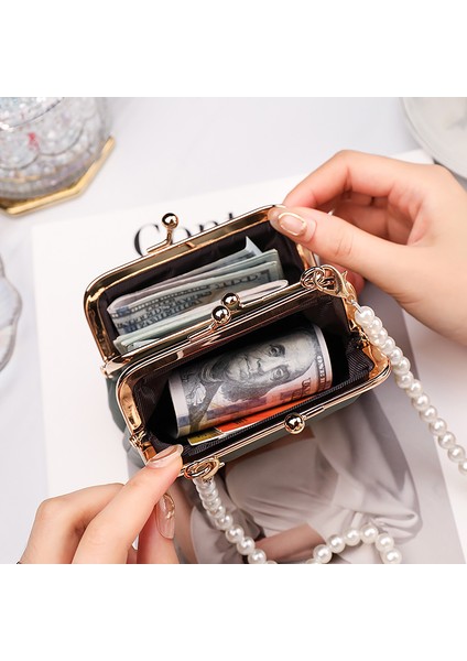 Pembe Yeni Moda Inci Zincir Omuzdan Askili Çanta Kadın Yumuşak Pu Deri Kadın Crossbody Çanta Mini Bayanlar Debriyaj Küçük Bozuk Para Cüzdanı Kadın (Yurt Dışından) modelleri