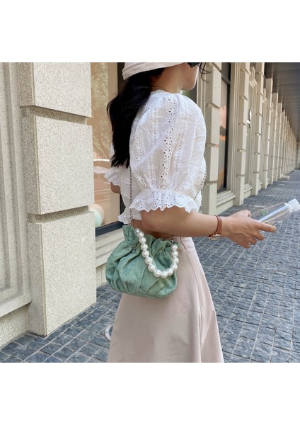 Siyah Moda Bulut Çanta Kadın Boncuklu Çanta Küçük Kadın Zincir Crossbody Çanta Ipek Tote El Çantası Şık Bayan Çanta Cep Telefonu Çantaları (Yurt Dışından) indirimleri