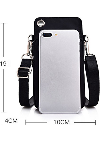Siyah Balon Mini Cep Telefonu Çantası Kulaklık Deliği Crossbody Çanta Bayanlar Messenger Çanta Çapraz Vücut Cep Telefonu Omuz Çantaları Çanta (Yurt Dışından)