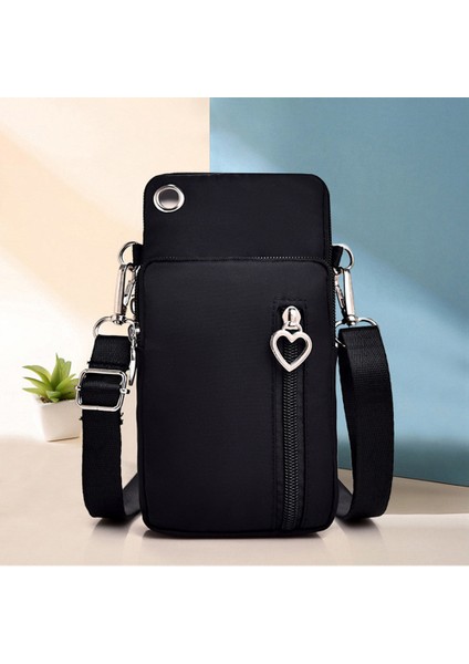 Siyah Balon Mini Cep Telefonu Çantası Kulaklık Deliği Crossbody Çanta Bayanlar Messenger Çanta Çapraz Vücut Cep Telefonu Omuz Çantaları Çanta (Yurt Dışından)