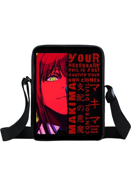 XKBCHIAWM17W Anime Testere Adam Crossbody Çanta Kadın Çanta Kız Satchel Omuz Çantası Bayanlar Denji Pochita Makima Manga Messenger Çanta (Yurt Dışından)
