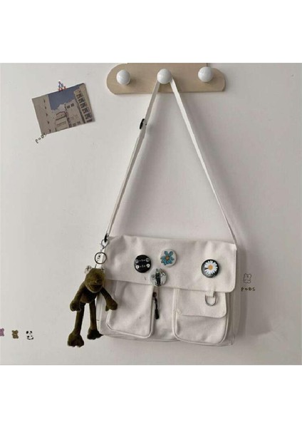 Beyaz Rozet Kedi-A Kadınlar Için Tuval Crossbody Çanta Gençlik Çanta Omuz Çantası Büyük Kapasiteli Düz Renk Kadın Askılı Çanta Bolsa Feminina Sac (Yurt Dışından) fırsatları