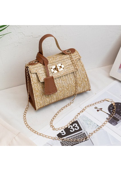 04 Crossbody Dokuma Çanta Kore Tarzı Kadın Çantası Niş Tasarım High-End Kelly Çantası Omuz Zincir Çantası (Yurt Dışından)