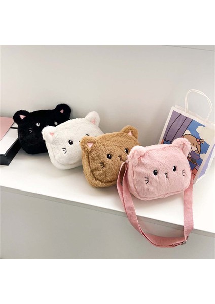 Haki Karikatür Kedi Bebek Kız Crossbody Çanta Sevimli Yumuşak Peluş Çocuk Omuz Askılı Çanta Kış Moda Çocuklar Çanta Bozuk Para Cüzdanı (Yurt Dışından) fiyatları