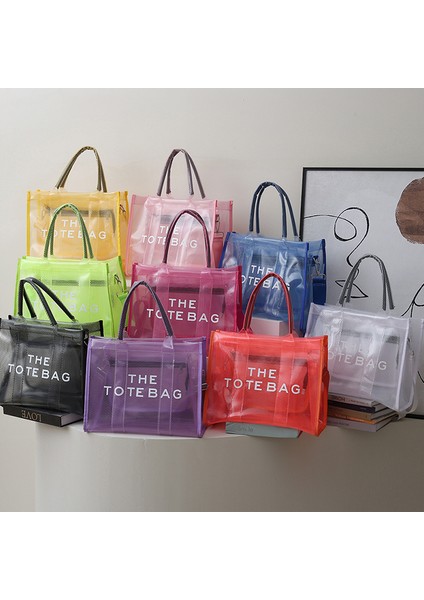 Yeşil Pvc Temizle Büyük Markalı Tote Çanta Tasarımcısı Rahat Tote Örgü Omuz Çantaları Jöle Şeffaf Kadın El Çantası Debriyaj Kadın Çantası (Yurt Dışından) fırsatları