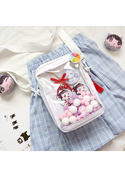 Kadınlar Için Siyah Kawaii Mini Crossbody Çanta Sevimli Pvc Şeffaf Küçük Şeffaf Pembe Ita Çanta Siyah Beyaz Kadın Omuz Çantası Telefon H214 (Yurt Dışından) modelleri