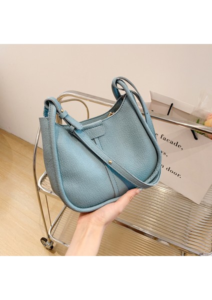 Kadınlar Için Mavi Yeni Kahverengi Yumuşak Deri Omuz Çantaları Moda Hobo Çanta Küçük Moda Crossbody Çanta Kızlar Ana Kesesi Tasarımcı Çanta (Yurt Dışından)