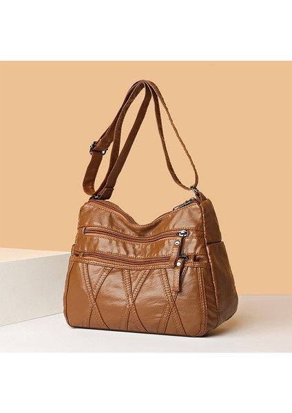 Kadınlar Için Auburn Çanta Klasik Yumuşak Pu Deri Çanta Marka Kadın Omuz Çantaları Çoklu Cep Paketi Bayanlar Günlük Crossbody Messenger (Yurt Dışından)