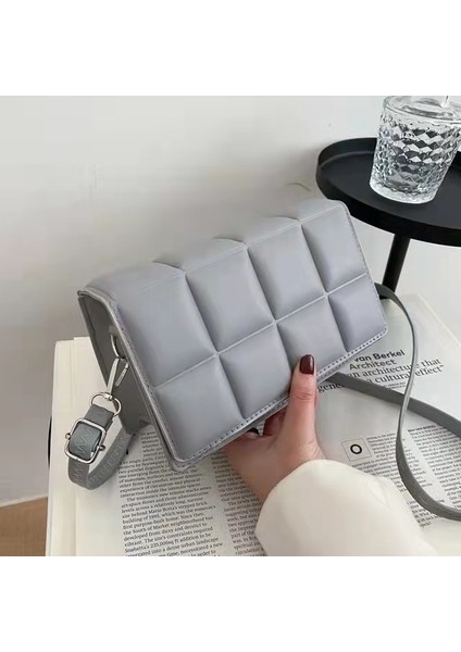 Gri Kadın Marka Küçük Linge Düz Renk Omuz Çantaları Kadın Seyahat Deri Parti Seyahat Için Crossbody Çanta Günlük Alışveriş Çantası (Yurt Dışından)