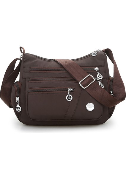 Kumral Hafif Omuz Çantası Katı Sözleşmeli Joker Messenger Çanta Daha Fazla Fermuarlı Su Geçirmez Oxford Crossbody Çanta Pratik Hobos Yumuşak (Yurt Dışından)