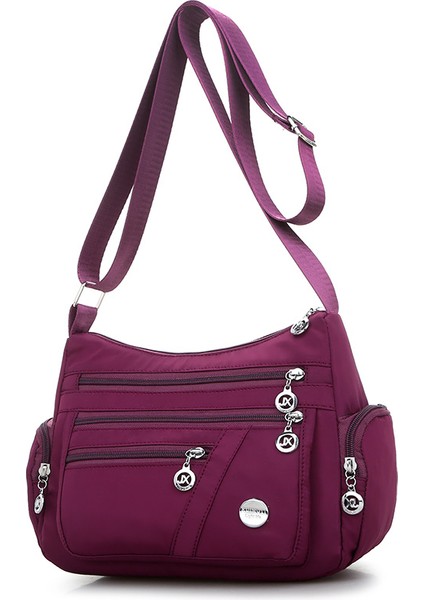 Kumral Hafif Omuz Çantası Katı Sözleşmeli Joker Messenger Çanta Daha Fazla Fermuarlı Su Geçirmez Oxford Crossbody Çanta Pratik Hobos Yumuşak (Yurt Dışından) modelleri