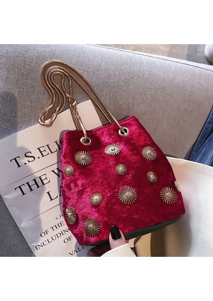 Kırmızı Kar Tanesi Mini Çanta Zarif Tote Crossbody Çanta Altın Zincir Omuz Askısı Küçük Çanta Kadın Alışveriş Çantası (Yurt Dışından)