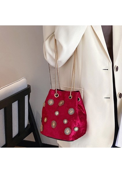Kırmızı Kar Tanesi Mini Çanta Zarif Tote Crossbody Çanta Altın Zincir Omuz Askısı Küçük Çanta Kadın Alışveriş Çantası (Yurt Dışından) indirimleri