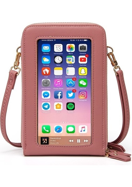 Pembe 2021 Yeni Dokunmatik Ekran Cep Telefonu Çanta Omuz Çantaları Kadın Messenger Çanta Kart Cüzdan Şeffaf Crossbody Çanta Cep Telefonu Çanta (Yurt Dışından)