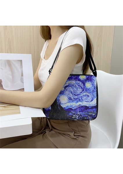 YXBVANGC14CW Van Gogh Yıldızlı Gece Kolu Çanta Retro Kadın Omuz Çantaları Bayanlar Çanta Eğlence Koltukaltı Kılıf Çanta Kadın Debriyaj (Yurt Dışından) fırsatları