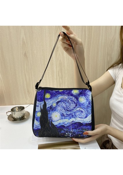 YXBVANGC14CW Van Gogh Yıldızlı Gece Kolu Çanta Retro Kadın Omuz Çantaları Bayanlar Çanta Eğlence Koltukaltı Kılıf Çanta Kadın Debriyaj (Yurt Dışından) indirimleri