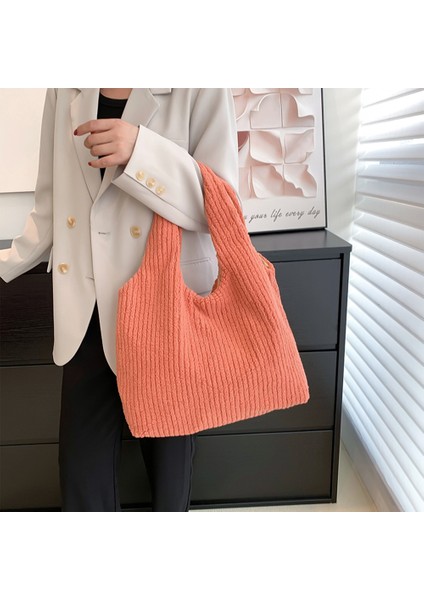 Gül Kırmızı Sonbahar Kış Omuz Çantası Büyük Kapasiteli Kadın Polar Çanta Yumuşak Peluş En Saplı Çanta Şeker Alışveriş Seyahat Bayanlar Çanta (Yurt Dışından) fiyatları