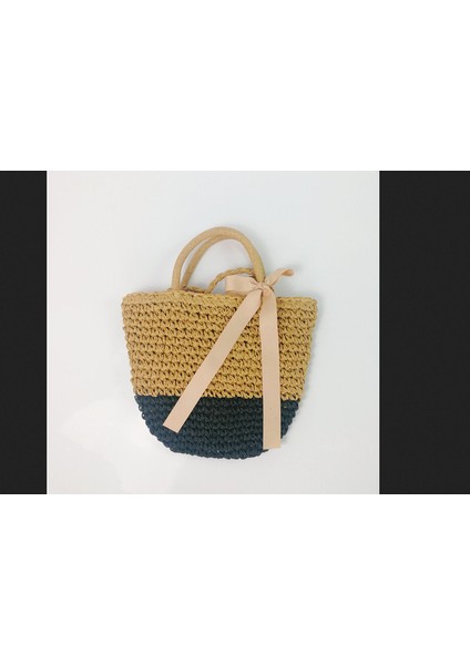 B Yeni Kadın Çantası Moda Plaj Retro Hasır Rattan Hasır Çanta Bayan El Yapımı Örme Messenger Crossbody Omuz Çantası Çanta (Yurt Dışından)