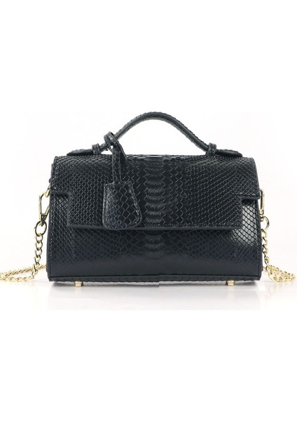 Yılan Siyah Sıcak Satış Bayan Çanta Özelleştirilmiş Kadın Omuz Çantası Zincir Çanta Tasarım Crossbody Çanta Kız Moda Yılan Desen Pembe Çanta (Yurt Dışından)