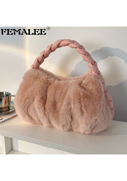 Mavi 2022 Yeni Kış Örgülü Kolu Omuz Çantaları Kadınlar Için Yumuşak Peluş Çanta Kadın Zincir Çanta Sıcak Kürk Kabarık Hobo Çanta Sac Femme (Yurt Dışından) fiyatları