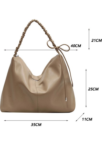 Bisküvi Rengi Kadın Çantaları Retro Banliyö Çanta 2022 Yeni Moda Tote Çanta Tüm Maç Büyük Kapasiteli Sonbahar ve Kış Omuz Çantası Anne Hediye (Yurt Dışından)