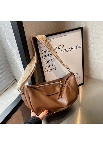Kahverengi Yüksek Kaliteli Yumuşak Deri Omuz Çantası Kadınlar Için Vintage Crossbody Çanta Kadın Büyük Çanta Tasarımcısı Düz Renk Hobos Sac Yeni (Yurt Dışından)