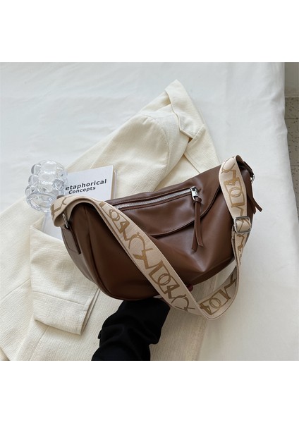 Kahverengi Yüksek Kaliteli Yumuşak Deri Omuz Çantası Kadınlar Için Vintage Crossbody Çanta Kadın Büyük Çanta Tasarımcısı Düz Renk Hobos Sac Yeni (Yurt Dışından) fiyatları