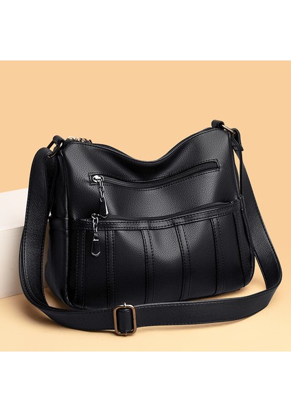 Siyah Büyük Kapasiteli Vintage Kadın Omuz Çantası 2022 Yeni Trend Lüks Bayanlar Için Crossbody Çanta Yumuşak Deri Tasarımcı Messenger Çanta (Yurt Dışından) fiyatları
