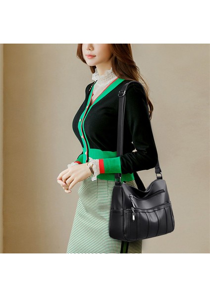 Siyah Büyük Kapasiteli Vintage Kadın Omuz Çantası 2022 Yeni Trend Lüks Bayanlar Için Crossbody Çanta Yumuşak Deri Tasarımcı Messenger Çanta (Yurt Dışından) fırsatları