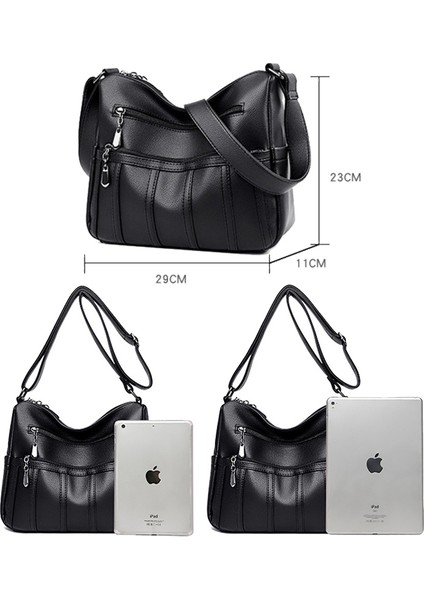 Siyah Büyük Kapasiteli Vintage Kadın Omuz Çantası 2022 Yeni Trend Lüks Bayanlar Için Crossbody Çanta Yumuşak Deri Tasarımcı Messenger Çanta (Yurt Dışından) indirimleri
