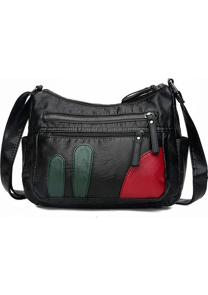 B-1 Vintage Kadınlar Yumuşak Pu Deri Çanta Siyah Messenger Çanta Kadın Casual Tote Omuz Çantası Tasarım Fermuar Bayanlar Bolsa Femininaq4 (Yurt Dışından)