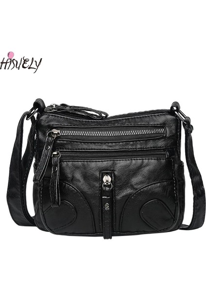 B-1 Vintage Kadınlar Yumuşak Pu Deri Çanta Siyah Messenger Çanta Kadın Casual Tote Omuz Çantası Tasarım Fermuar Bayanlar Bolsa Femininaq4 (Yurt Dışından) fırsatları
